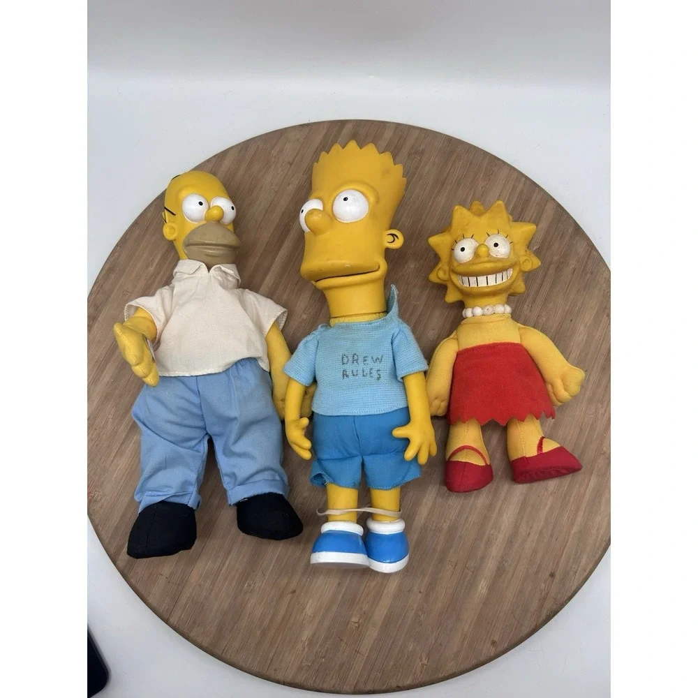 Vintage Lot of 3 The Simpsons Homer Bart Lisa 90s Plush Dolls